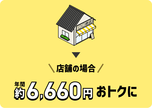 店舗の場合、年間約6,660円おトクに!